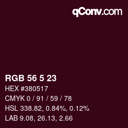 Color code: RGB 56 5 23 | qconv.com