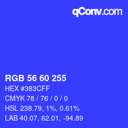 Color code: RGB 56 60 255 | qconv.com