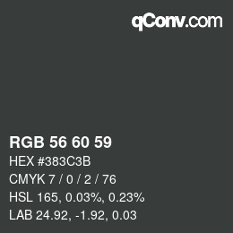 Color code: RGB 56 60 59 | qconv.com
