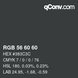 颜色代码: RGB 56 60 60 | qconv.com