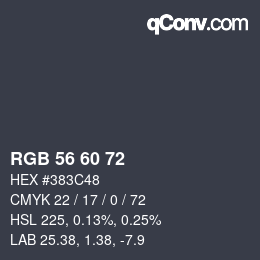 Color code: RGB 56 60 72 | qconv.com