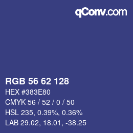 Color code: RGB 56 62 128 | qconv.com