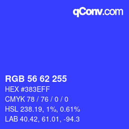 Color code: RGB 56 62 255 | qconv.com