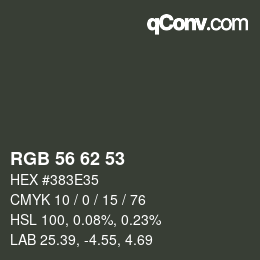 Color code: RGB 56 62 53 | qconv.com