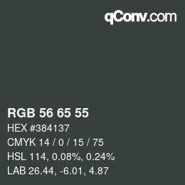 カラーコード: RGB 56 65 55 | qconv.com