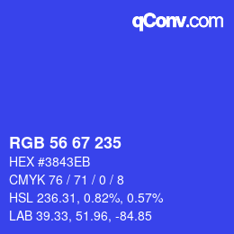 Color code: RGB 56 67 235 | qconv.com
