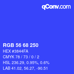 Color code: RGB 56 68 250 | qconv.com