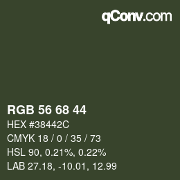 Color code: RGB 56 68 44 | qconv.com