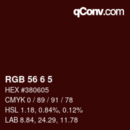 Color code: RGB 56 6 5 | qconv.com