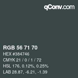 カラーコード: RGB 56 71 70 | qconv.com