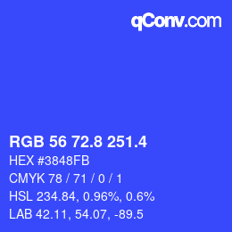 カラーコード: RGB 56 72.8 251.4 | qconv.com