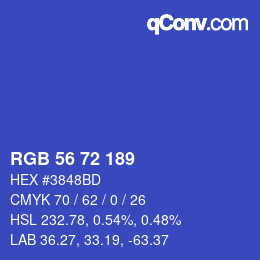Farbcode: RGB 56 72 189 | qconv.com