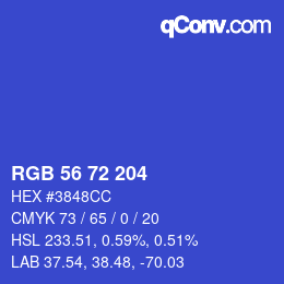 Color code: RGB 56 72 204 | qconv.com