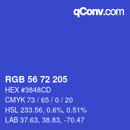 Color code: RGB 56 72 205 | qconv.com