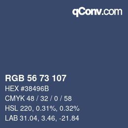 Color code: RGB 56 73 107 | qconv.com