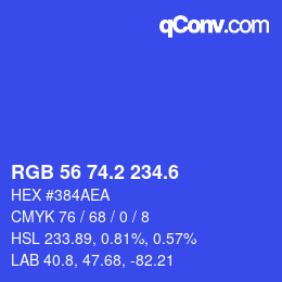 カラーコード: RGB 56 74.2 234.6 | qconv.com