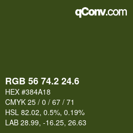 カラーコード: RGB 56 74.2 24.6 | qconv.com