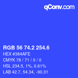 カラーコード: RGB 56 74.2 254.6 | qconv.com