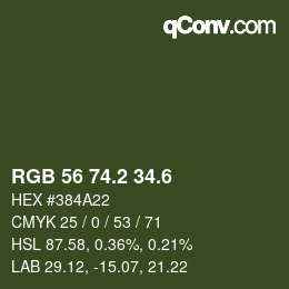 カラーコード: RGB 56 74.2 34.6 | qconv.com