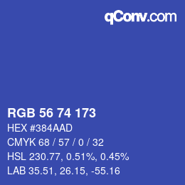 カラーコード: RGB 56 74 173 | qconv.com