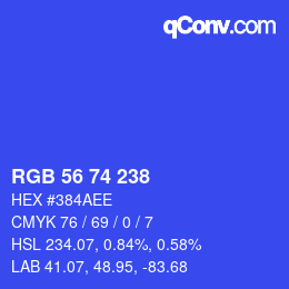 Color code: RGB 56 74 238 | qconv.com