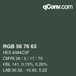 颜色代码: RGB 56 76 63 | qconv.com