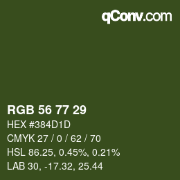 カラーコード: RGB 56 77 29 | qconv.com