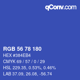 Color code: RGB 56 78 180 | qconv.com