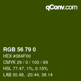 カラーコード: RGB 56 79 0 | qconv.com