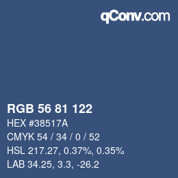 Code couleur: RGB 56 81 122 | qconv.com