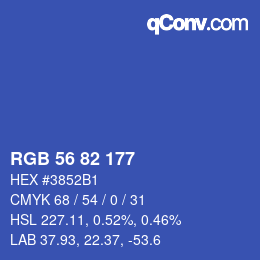 颜色代码: RGB 56 82 177 | qconv.com