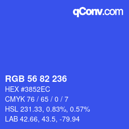 Color code: RGB 56 82 236 | qconv.com