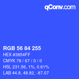 Color code: RGBA 56 84 255 1 | qconv.com