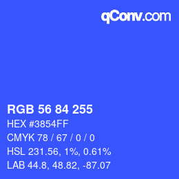 颜色代码: RGBA 56 84 255 1 | qconv.com