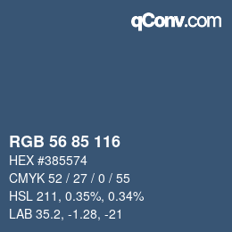 Color code: RGB 56 85 116 | qconv.com