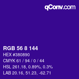 カラーコード: RGB 56 8 144 | qconv.com