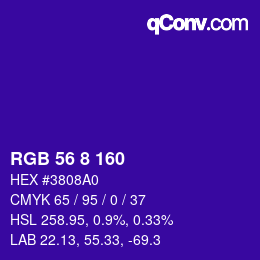 颜色代码: RGB 56 8 160 | qconv.com