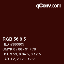 カラーコード: RGB 56 8 5 | qconv.com