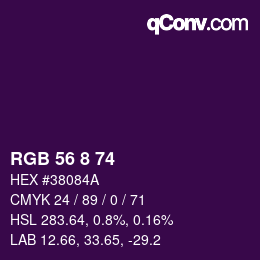 Color code: RGB 56 8 74 | qconv.com