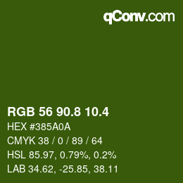 カラーコード: RGB 56 90.8 10.4 | qconv.com