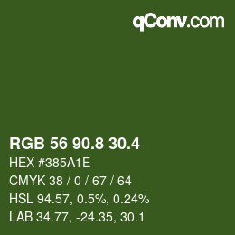 カラーコード: RGB 56 90.8 30.4 | qconv.com