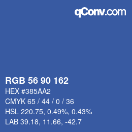 Color code: RGB 56 90 162 | qconv.com