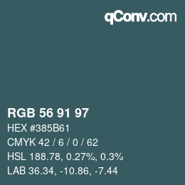Farbcode: RGB 56 91 97 | qconv.com