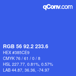 カラーコード: RGB 56 92.2 233.6 | qconv.com