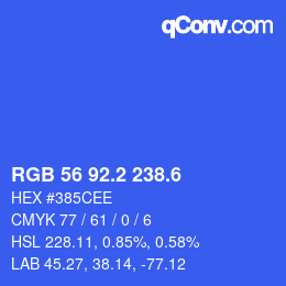 カラーコード: RGB 56 92.2 238.6 | qconv.com