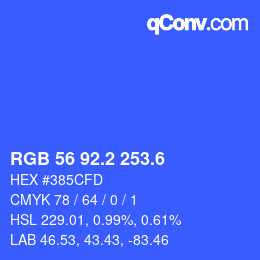 カラーコード: RGB 56 92.2 253.6 | qconv.com