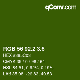 カラーコード: RGB 56 92.2 3.6 | qconv.com
