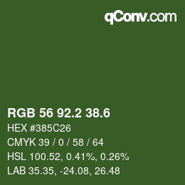 カラーコード: RGB 56 92.2 38.6 | qconv.com
