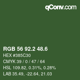 カラーコード: RGB 56 92.2 48.6 | qconv.com