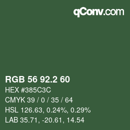 カラーコード: RGB 56 92.2 60 | qconv.com